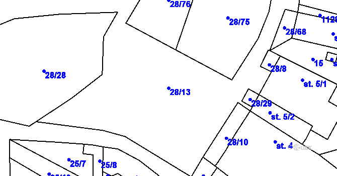 Parcela st. 28/13 v KÚ Vlčice u Střížovic, Katastrální mapa