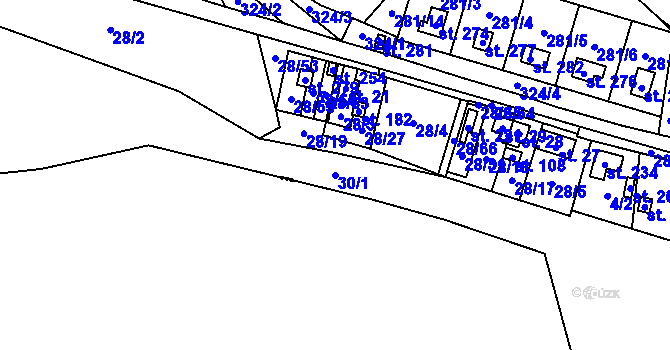 Parcela st. 30/1 v KÚ Vlčice u Střížovic, Katastrální mapa
