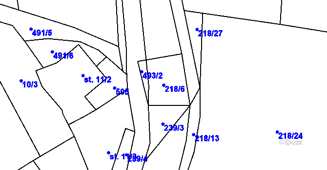 Parcela st. 218/6 v KÚ Vlčice u Střížovic, Katastrální mapa
