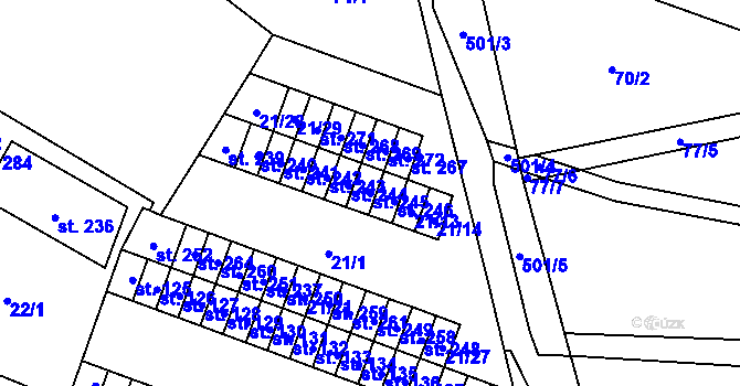 Parcela st. 245 v KÚ Vlčice u Střížovic, Katastrální mapa