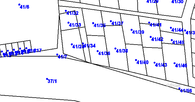 Parcela st. 41/36 v KÚ Vlčice u Střížovic, Katastrální mapa