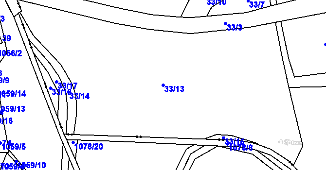Parcela st. 33/13 v KÚ Vlčice u Střížovic, Katastrální mapa