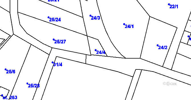 Parcela st. 24/4 v KÚ Vlčice u Střížovic, Katastrální mapa
