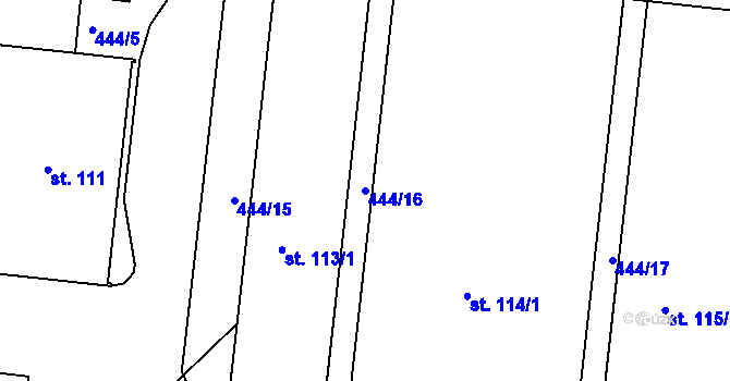 Parcela st. 444/16 v KÚ Střížovice u Kvasic, Katastrální mapa