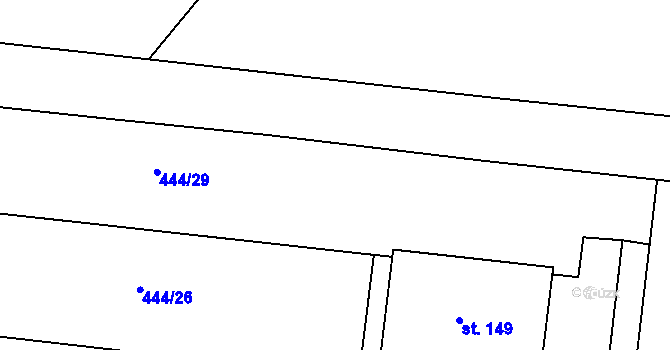 Parcela st. 444/88 v KÚ Střížovice u Kvasic, Katastrální mapa