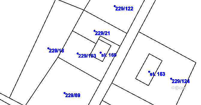 Parcela st. 169 v KÚ Pastviny u Studánky, Katastrální mapa