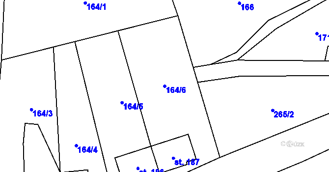 Parcela st. 164/6 v KÚ Pastviny u Studánky, Katastrální mapa