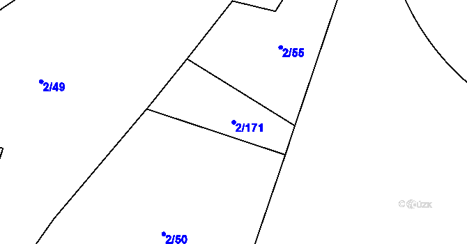 Parcela st. 2/171 v KÚ Pastviny u Studánky, Katastrální mapa