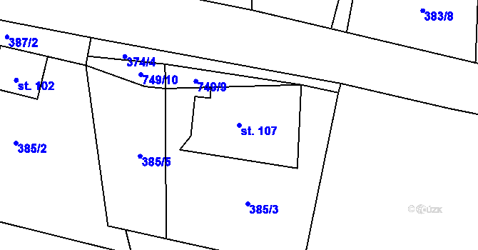 Parcela st. 107 v KÚ Studánka u Aše, Katastrální mapa