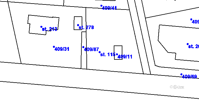 Parcela st. 115 v KÚ Studánka u Aše, Katastrální mapa