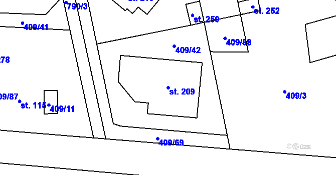 Parcela st. 209 v KÚ Studánka u Aše, Katastrální mapa