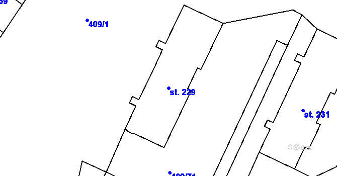 Parcela st. 229 v KÚ Studánka u Aše, Katastrální mapa