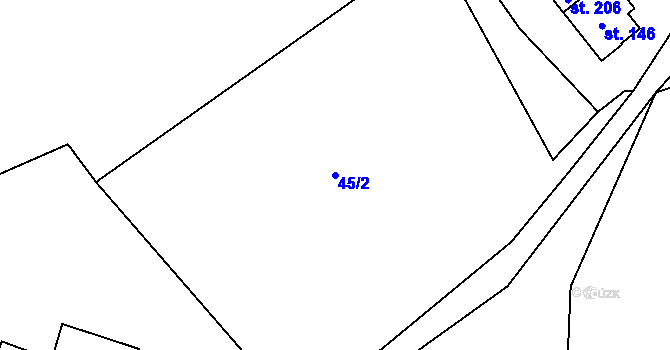 Parcela st. 45/2 v KÚ Studánka u Aše, Katastrální mapa