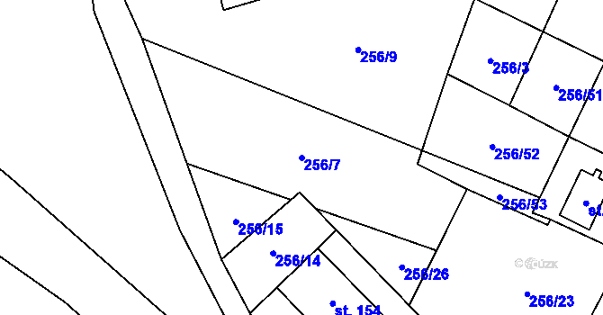 Parcela st. 256/7 v KÚ Studánka u Aše, Katastrální mapa