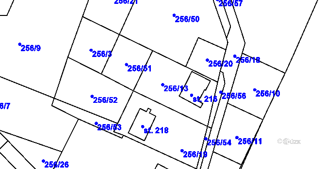Parcela st. 256/13 v KÚ Studánka u Aše, Katastrální mapa