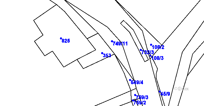 Parcela st. 353 v KÚ Studánka u Aše, Katastrální mapa