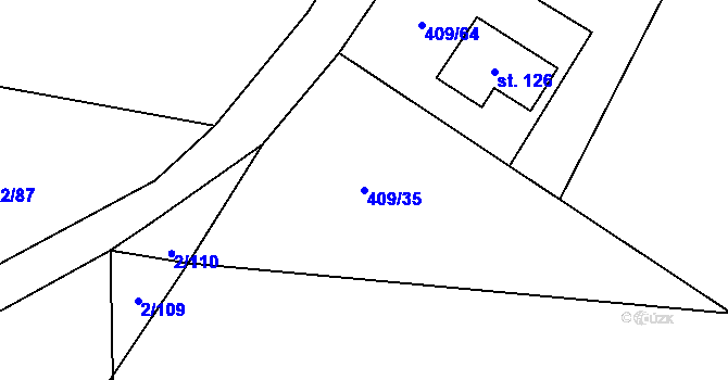 Parcela st. 409/35 v KÚ Studánka u Aše, Katastrální mapa