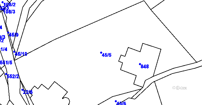 Parcela st. 45/5 v KÚ Studánka u Aše, Katastrální mapa