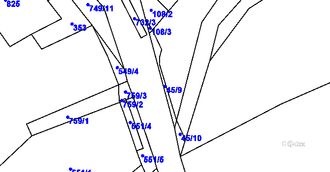 Parcela st. 45/9 v KÚ Studánka u Aše, Katastrální mapa