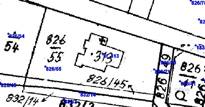 Parcela st. 313 v KÚ Studánka u Tachova, Katastrální mapa