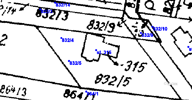 Parcela st. 315 v KÚ Studánka u Tachova, Katastrální mapa