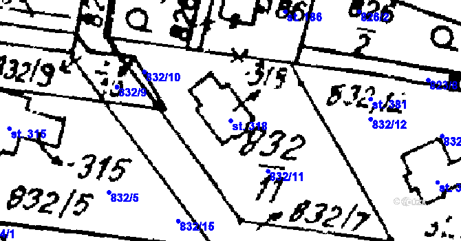 Parcela st. 318 v KÚ Studánka u Tachova, Katastrální mapa