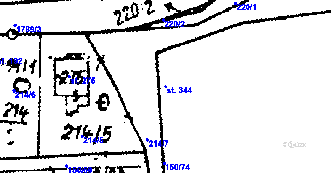 Parcela st. 344 v KÚ Studánka u Tachova, Katastrální mapa