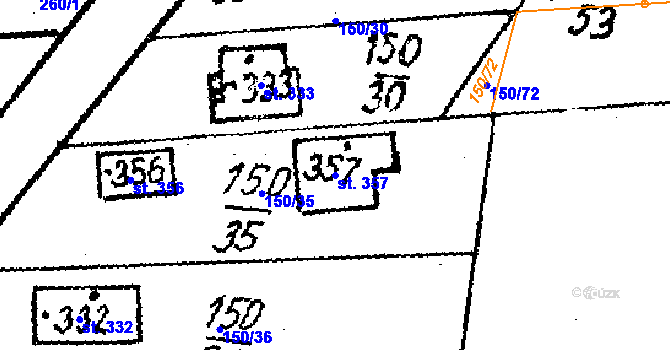Parcela st. 357 v KÚ Studánka u Tachova, Katastrální mapa