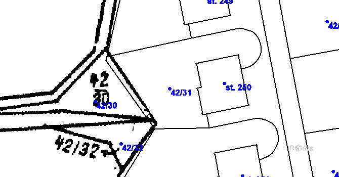 Parcela st. 42/31 v KÚ Studánka u Tachova, Katastrální mapa