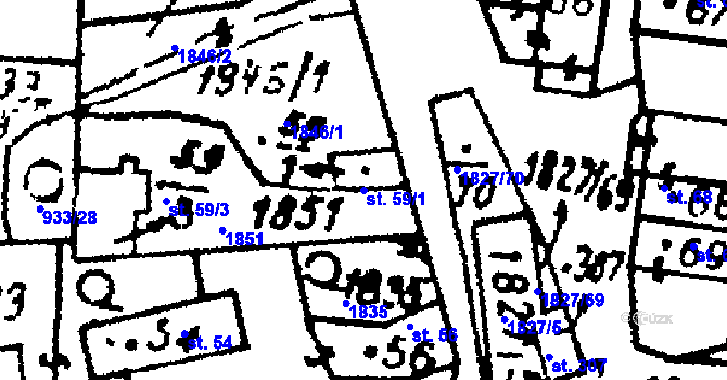 Parcela st. 59/1 v KÚ Studánka u Tachova, Katastrální mapa