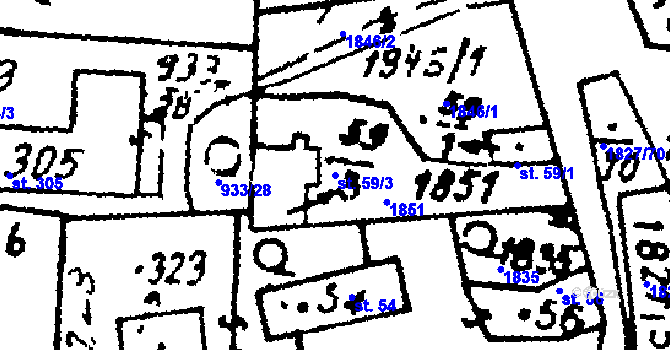 Parcela st. 59/3 v KÚ Studánka u Tachova, Katastrální mapa