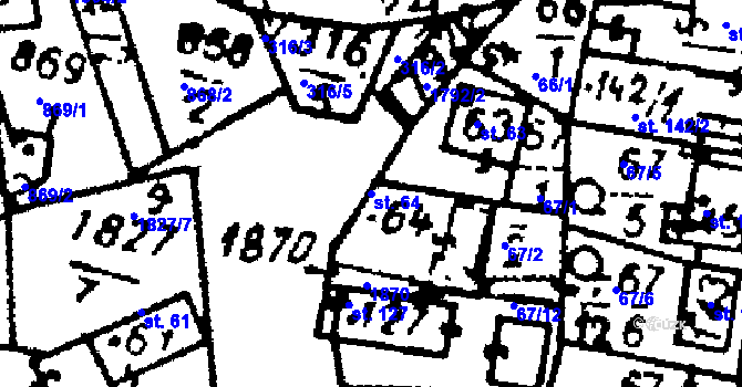 Parcela st. 64 v KÚ Studánka u Tachova, Katastrální mapa