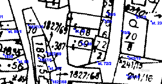 Parcela st. 69 v KÚ Studánka u Tachova, Katastrální mapa