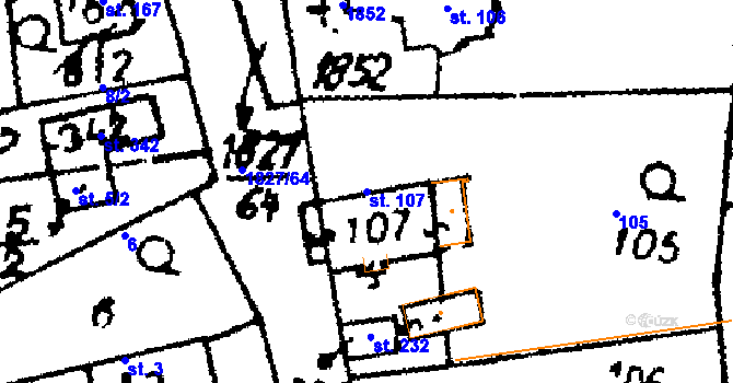 Parcela st. 107 v KÚ Studánka u Tachova, Katastrální mapa