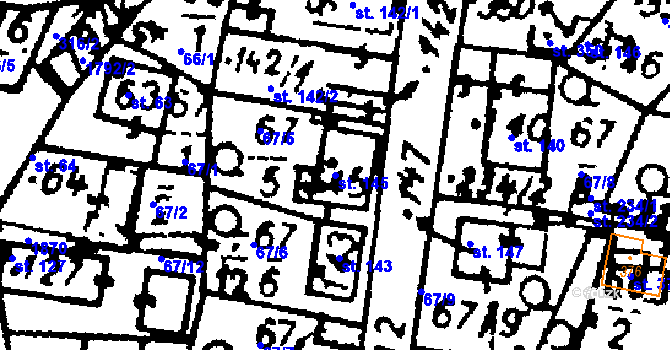 Parcela st. 145 v KÚ Studánka u Tachova, Katastrální mapa