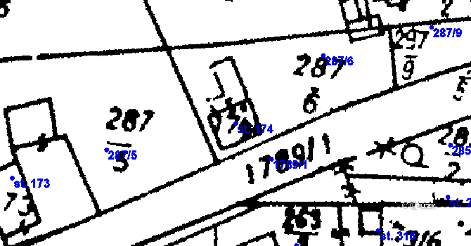 Parcela st. 174 v KÚ Studánka u Tachova, Katastrální mapa
