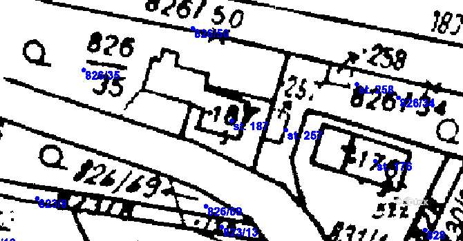Parcela st. 187 v KÚ Studánka u Tachova, Katastrální mapa