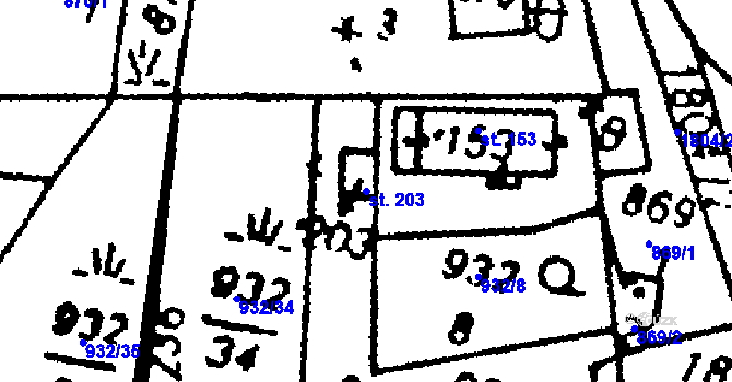 Parcela st. 203 v KÚ Studánka u Tachova, Katastrální mapa