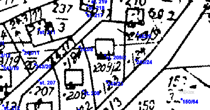 Parcela st. 209/2 v KÚ Studánka u Tachova, Katastrální mapa