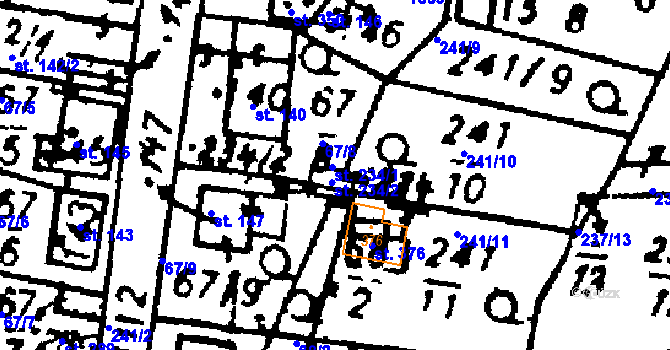 Parcela st. 234/1 v KÚ Studánka u Tachova, Katastrální mapa