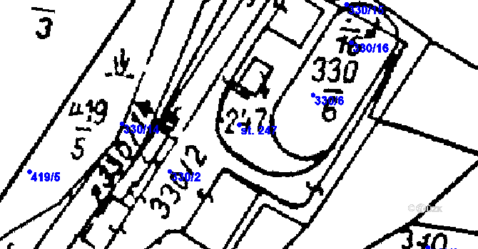 Parcela st. 247 v KÚ Studánka u Tachova, Katastrální mapa