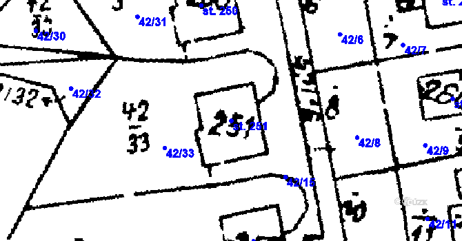 Parcela st. 251 v KÚ Studánka u Tachova, Katastrální mapa