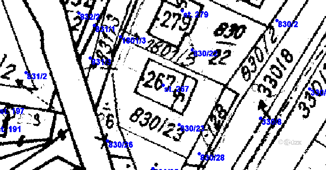 Parcela st. 267 v KÚ Studánka u Tachova, Katastrální mapa