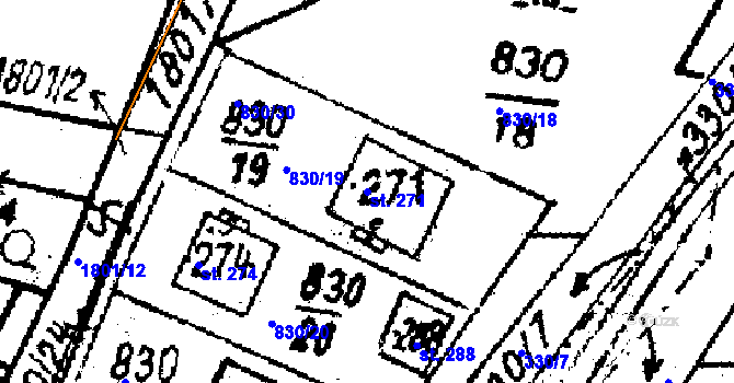 Parcela st. 271 v KÚ Studánka u Tachova, Katastrální mapa