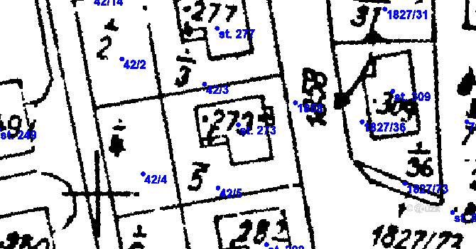 Parcela st. 273 v KÚ Studánka u Tachova, Katastrální mapa