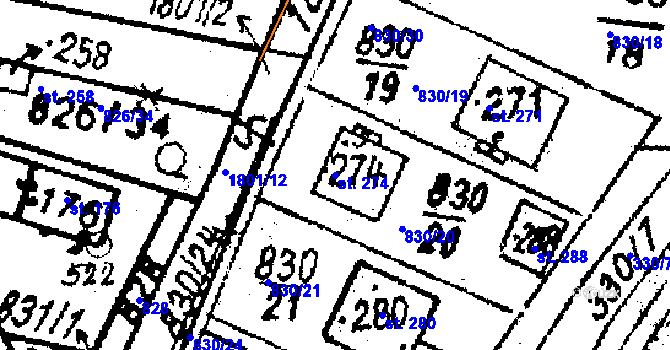 Parcela st. 274 v KÚ Studánka u Tachova, Katastrální mapa