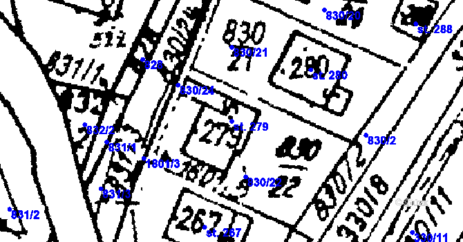 Parcela st. 279 v KÚ Studánka u Tachova, Katastrální mapa