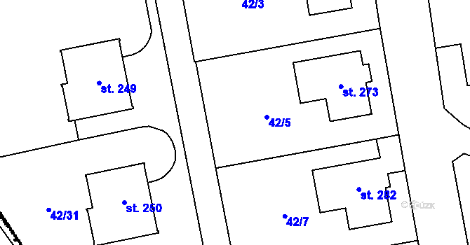 Parcela st. 42/4 v KÚ Studánka u Tachova, Katastrální mapa