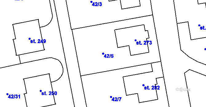 Parcela st. 42/5 v KÚ Studánka u Tachova, Katastrální mapa