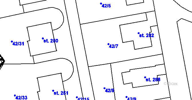 Parcela st. 42/6 v KÚ Studánka u Tachova, Katastrální mapa